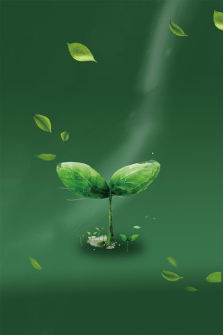 简约绿色大气植树节创意海报背景